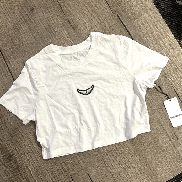 Zadig & Voltaire Carly Wings Crop Tee Shirt. - Picture 3 of 8